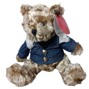 M&Ms Vtg  Teddy Bear Plush Wearing Denim Jacket With M&M Character Multicolor